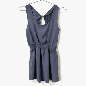 HONEY PUNCH Made in USA Slate Blue Blouson Top Small Sleeveless Keyhole Back
